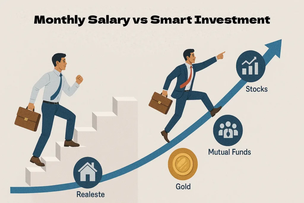 Comparison between salary and investment growth over time